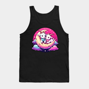 Valentine Goat Couple on Moon Tank Top